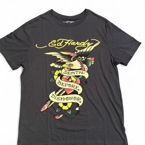 Ed Hardy Black Short Sleeve Tee with Tattoo Design